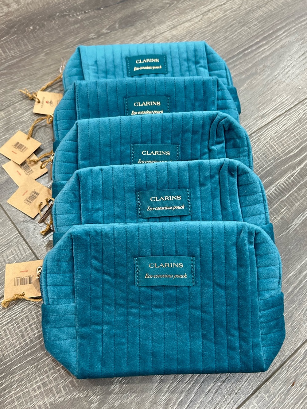5/$25 Clarins Teal Quilted Eco-Conscious Pouch